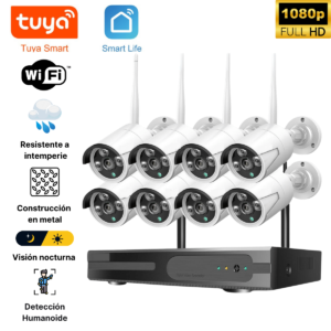 Kit de 8 camaras de seguridad inalámbricas con NVR Wifi
