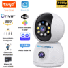 Cámara wifi inteligente de Seguridad Mini PTZ 360° doble lente Full color para uso en interiores.