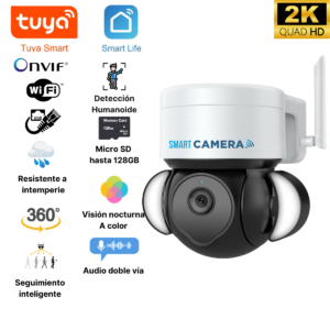 Cámara de seguridad PTZ para exteriores 3 o 5 MP con detección humanoide App Tuya Smart / Smart Life