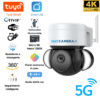 Cámara de seguridad 5G Wifi Para Exteriores PTZ 4MP 360°, Full color, App Tuya Smart / Smart Life. Doble banda trabaja en redes wifi tanto 5G como 2.4G por los que se adapta a cualquier router.