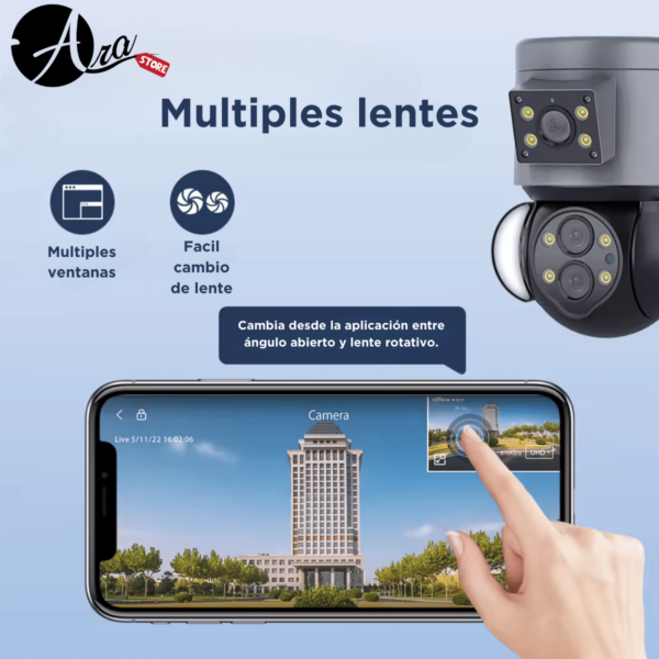 Cámara de seguridad 4G triple zoom óptico 10X lente tipo PTZ para exteriores App IPC 360 Home - Imagen 2