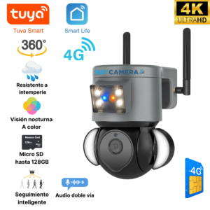 Cámara de vigilancia 4G para exteriores 4MP Tuya Smart