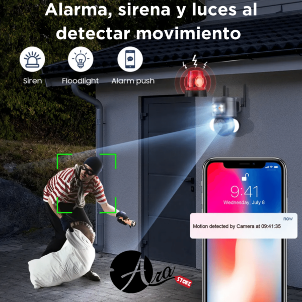 Cámara de vigilancia ptz para exteriores triple lente zoom 10X óptico Progresivo App IPC360 Home - Imagen 4