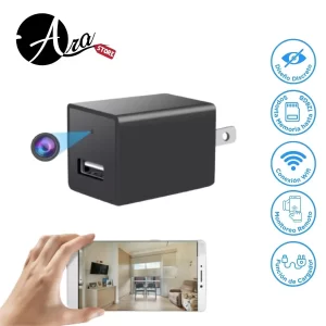 Cargador funcional con mini cámara WiFi oculta, grabación HD 1080p y diseño discreto para vigilancia las 24 horas