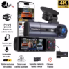 Dash cam triple 4K con WiFi 5G y App Viidure | Grabación 3 en 1