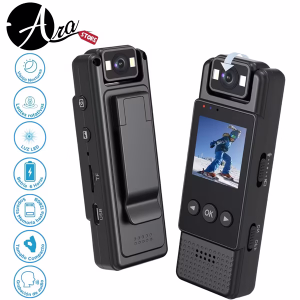 Mini cámara corporal wifi con lente rotativo en Costa Rica