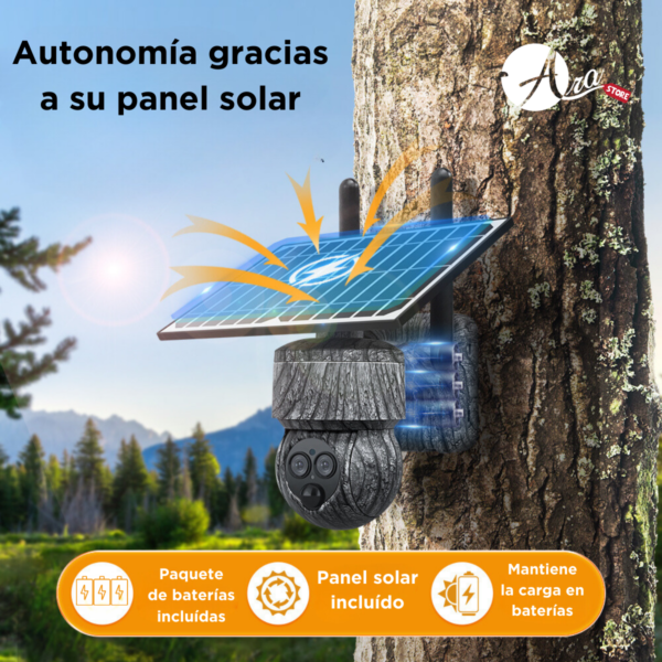 Cámara de Seguridad con Panel Solar Tipo PTZ 4G Doble lente Zoom 12X camuflajeada - Imagen 6