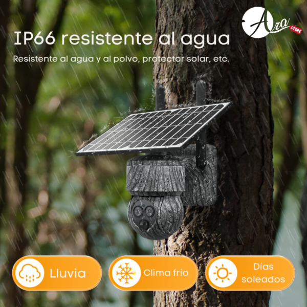 Cámara de Seguridad con Panel Solar Tipo PTZ 4G Doble lente Zoom 12X camuflajeada - Imagen 4