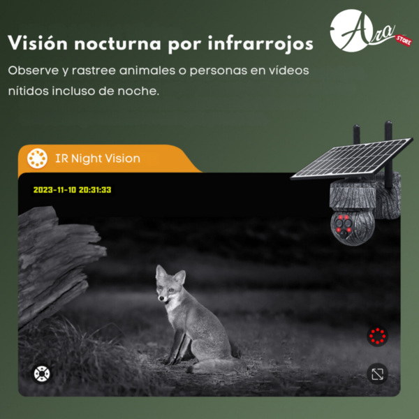 Cámara de Seguridad con Panel Solar Tipo PTZ 4G Doble lente Zoom 12X camuflajeada - Imagen 3