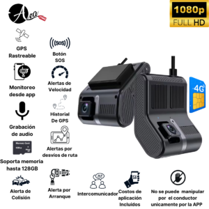  Cámara para carro con GPS rastreable Dash Cam Pro 4G grabación frontal y cabina.