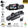 Dash cam Cámara para carro cuádruple 4 en 1 con cámaras rotativas y cámara trasera