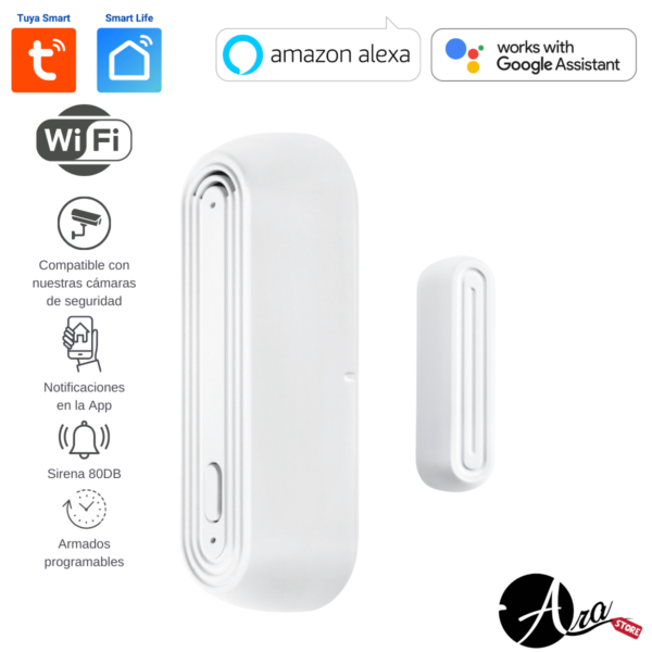 Sensor de apertura de puerta o Ventana wifi con alarma Tuya Smart / Smart Life - Imagen 2