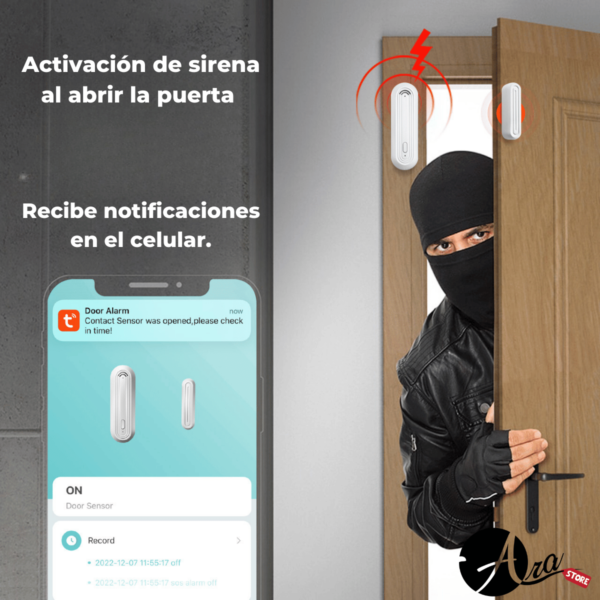 Sensor de apertura de puerta o Ventana wifi con alarma Tuya Smart / Smart Life