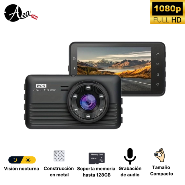 Cámara para carro frontal metálica 1080P.