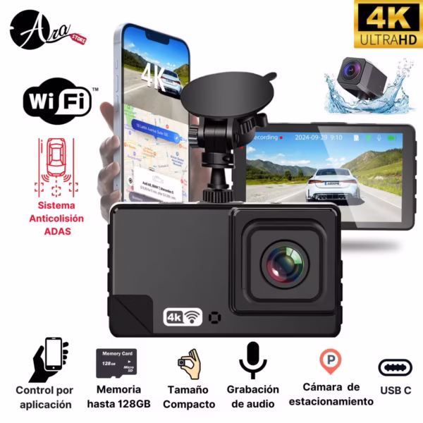 Cámara para carro con ADAS 4K inteligente Costa Rica