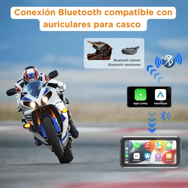 Cámara para Moto con Android Auto y CarPlay Inalámbrico + Grabación Frontal y Trasera