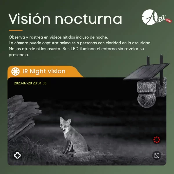 Cámara de seguridad Solar Tipo PTZ Conectividad Wifi y 4G Camuflajeada 3MP