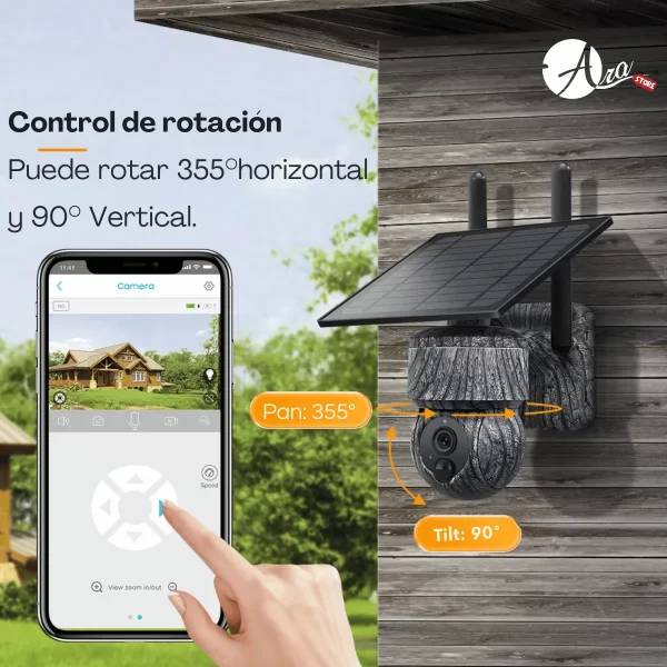 Cámara de seguridad Solar Tipo PTZ Conectividad Wifi y 4G Camuflajeada 3MP