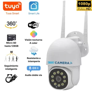Cámara de seguridad mini PTZ Wifi 360 resistente a intemperie Tuya Smart Smart Life