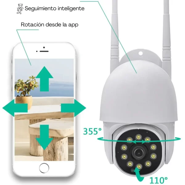 Cámara de seguridad mini PTZ Wifi 360 resistente a intemperie Tuya Smart / Smart Life - Imagen 6