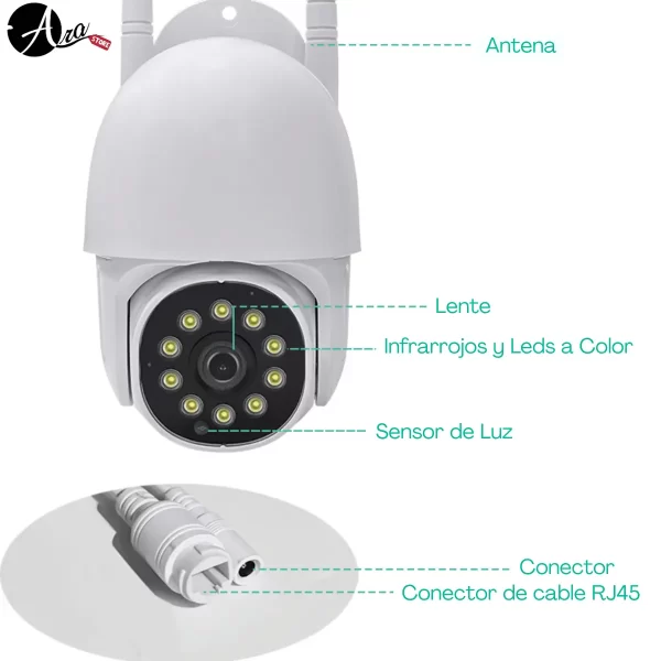 Cámara de seguridad mini PTZ Wifi 360 resistente a intemperie Tuya Smart / Smart Life - Imagen 4