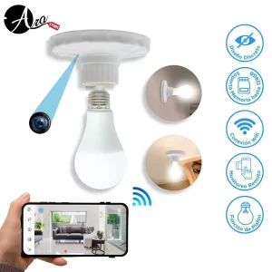 Sistema de vigilancia oculto en plafón luminoso con cámara 1080p y conexión WiFi