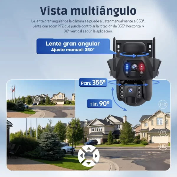 Cámara de vigilancia metálica doble lente con panel solar Wifi o 4G - Imagen 3