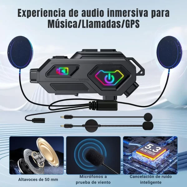 Intercomunicador montado en casco con cámara 1080p
