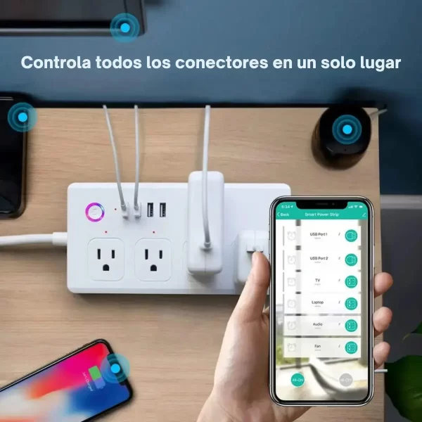 Regleta Inteligente WiFi con 4 Tomas AC, 4 USB y Protector de Picos - Imagen 4