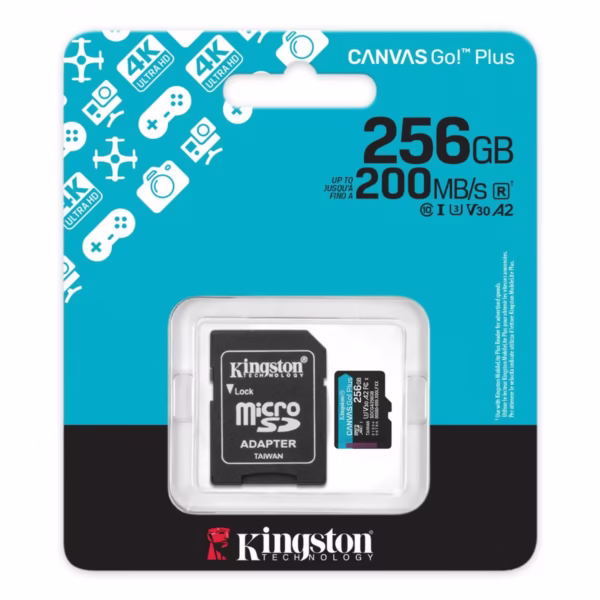 Micro sd de alta capacidad de 256GB Kingston en Costa Rica go plus