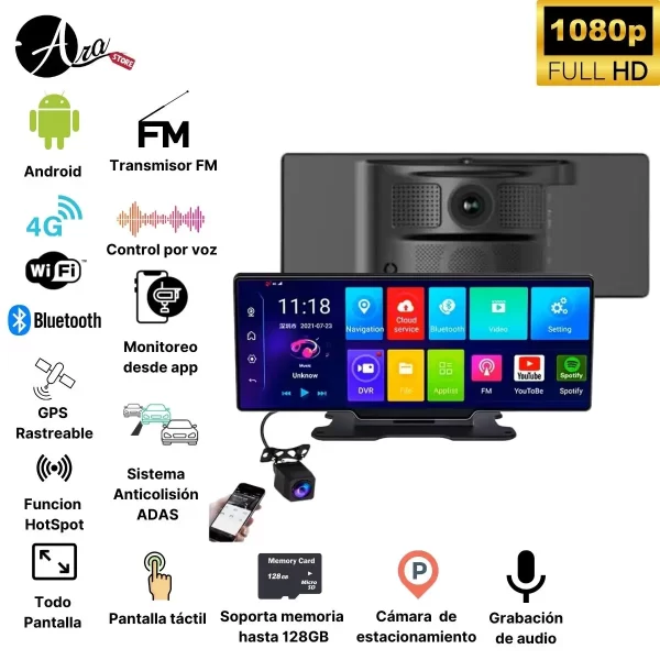 La mejor pantalla para carro Android con monitoreo 4G