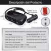 Adaptador de Cigarrera para Carro 120W con 3 Tomas y Doble USB - Imagen 2