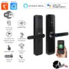 Cerradura inteligente WiFi con cámara y timbre para puerta principal.