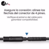 conector macho y hembra de 4 pines para extensión de video de cámara de seguridad vehicular.